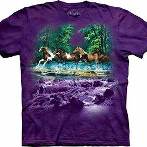 Horse Spring Creek Run Purple Western Spirit Equine Shirt Mountain Horses 3X-4X